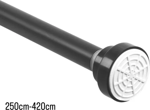Qproducts Gordijnroede Zonder Boren - 250 tot 420 cm - Uitschuifbaar Douchegordijnstang - 400 cm - Uitschuifbare Klemstang - Metaal Zwart