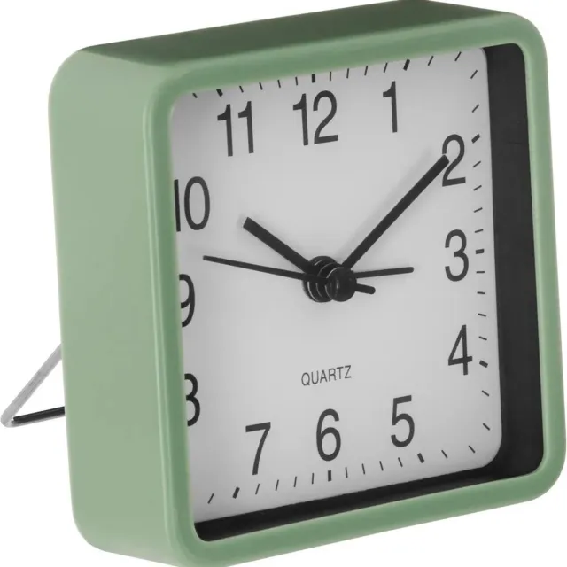 Atmosphera Wekker/alarmklok Dawn - mintgroen - kunststof - 8 x 8 cm - met standaard- batterij voeding
