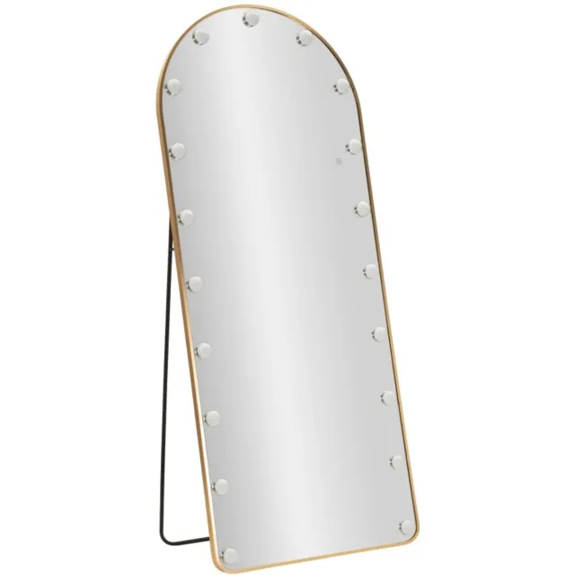 Mauro Ferretti Spiegel Led Floor Mirror Hollywood Arc 70×6 cm Goud