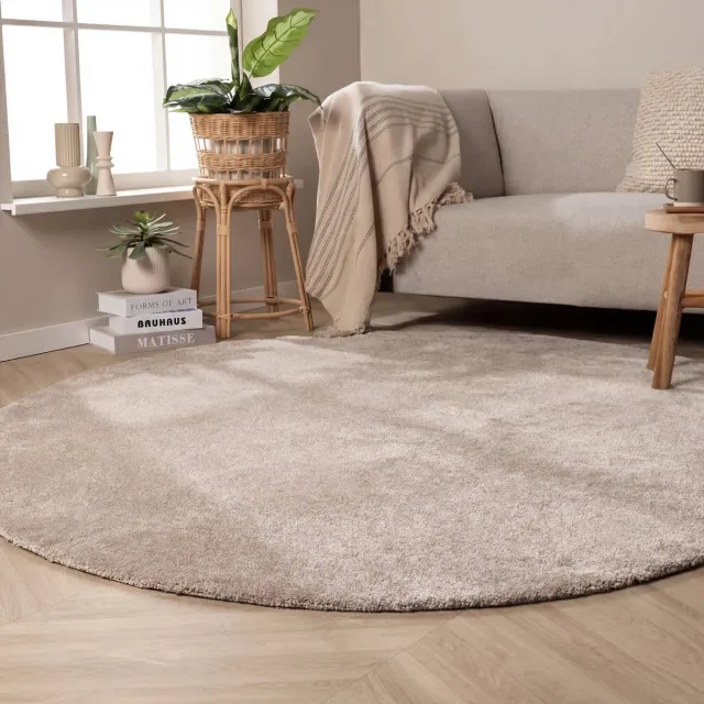 NATURL. Rond wasbaar vloerkleed - Clean Creme - Ø 120cm Crème