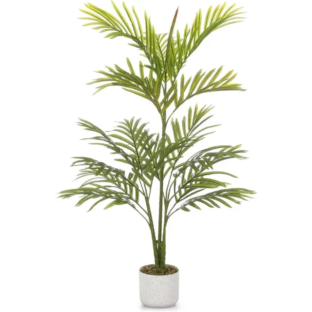 HOERFURIY Kunst Areca Palm - 110cm, PEVA bladeren, vormbare takken inclusief moderne pot voor woonkamer en balkon groen