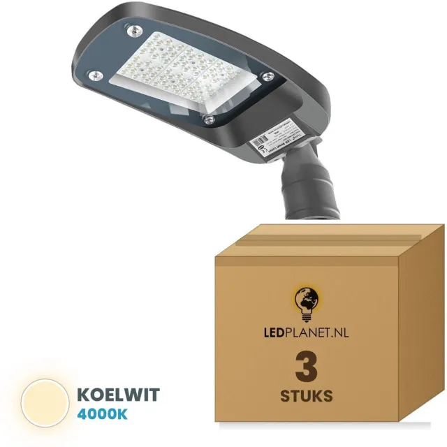 Tsong LED straatverlichting 60W - Doos 3 stuks - Koelwit 4000K - 9.000 lm - zonder sensor - IP66 - IK10 - 230V