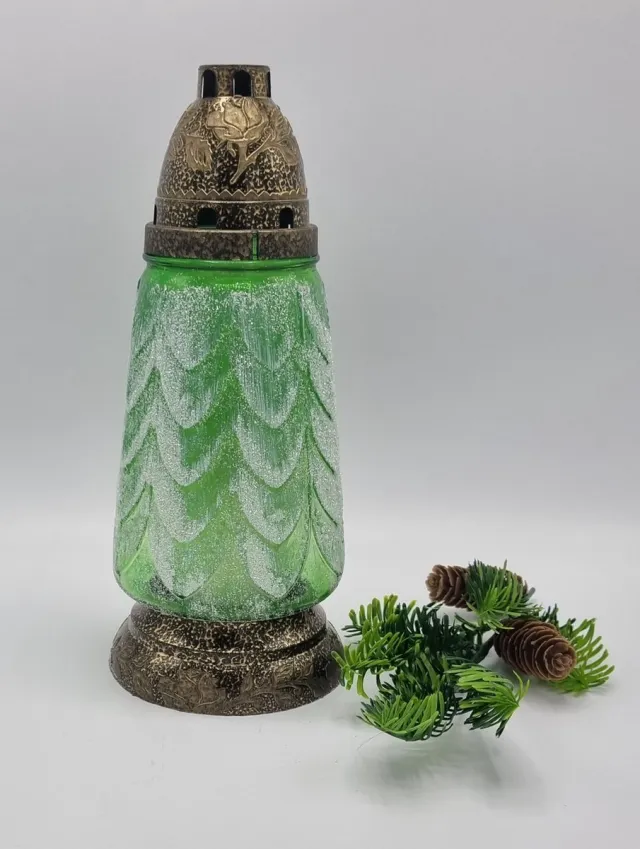 Lubema Herdenkingslicht - R85o - Kerstboom - Glitter- Goud - Grafkaars - Graflicht- Graflantaarn - Grafdecoratie - Windlicht