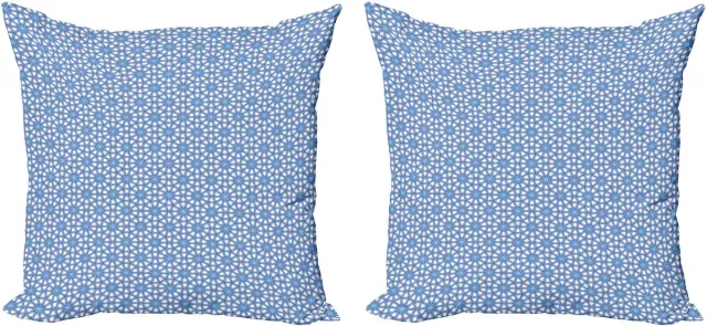 ABAKUHAUS Marokkaans Sierkussenhoes Set van 2, Maurische Ster Patroon, Modern Accent Dubbelzijdige Digitale Print, 45x45, Babyblauw Wit