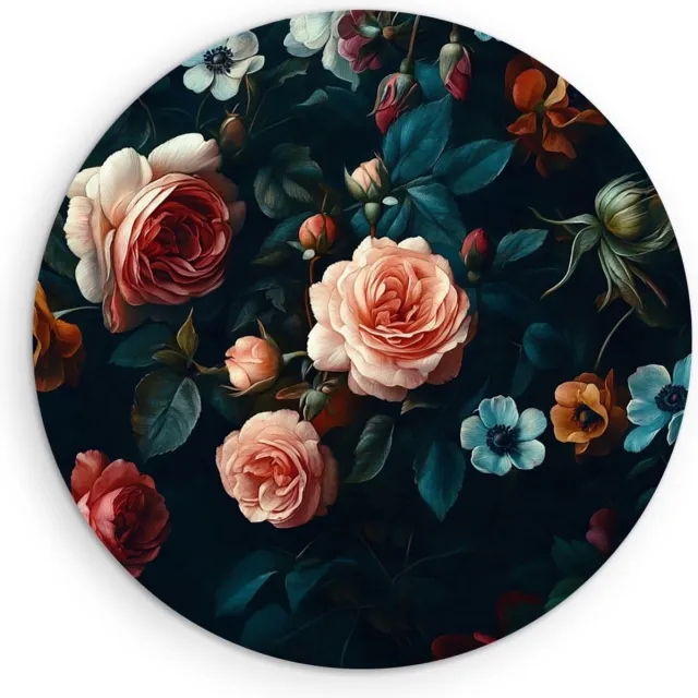 Saammp Forex Muurcirkel - Luxe Bloemen bij elkaar - Natuur - Ø 50 - Wandcirkel - Wanddecoratie Cirkel - Muurdecoratie Woonkamer - Kantoor Decoratie