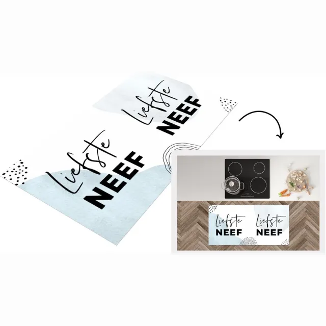 KitchenYeah Keukenloper - Loper keuken - Quotes - Neef - Liefde - Keukenloper vinyl Multicolor