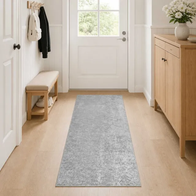 vidaXL Vloerkleed Grijs 50 x 150 cm 100% Polyester 3 mm Wasbaar, foto 2