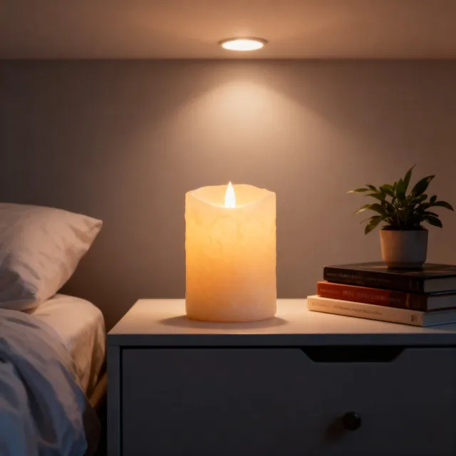 arti casa LED Kaars Wetlook Ivoor - Realistisch Vlam-effect - Werkt op 2xAA Batterijen - Veilig Alternatief voor Echte Kaarsen - Afmeting Ø7,5x12,5cm - Geschikt voor Binnengebruik Wit
