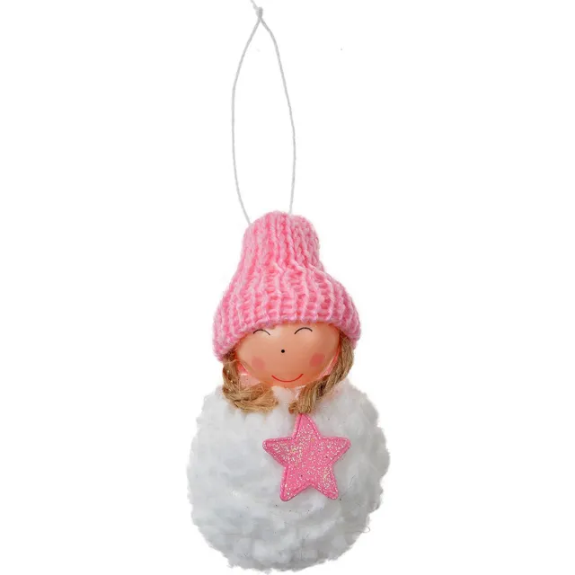 Clayre & Eef Kersthanger Engel Ø 5x9 cm Roze Wit Synthetisch