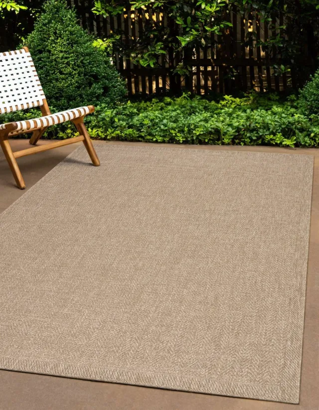 Mia´s Teppiche Mia’s Teppiche Soil - Robuust In- en Outdoor vloerkleed, natuurlijk jute-look, weerbestendig, geschikt voor terras en tuin, 200 x 290 cm naturel met fijn geweven structuur
