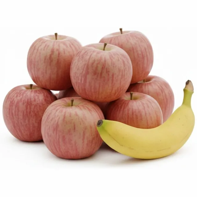 Bellatio Design Kunstfruit Banaan en Appels - decoratie - kunststof - real touch - fruit Geel