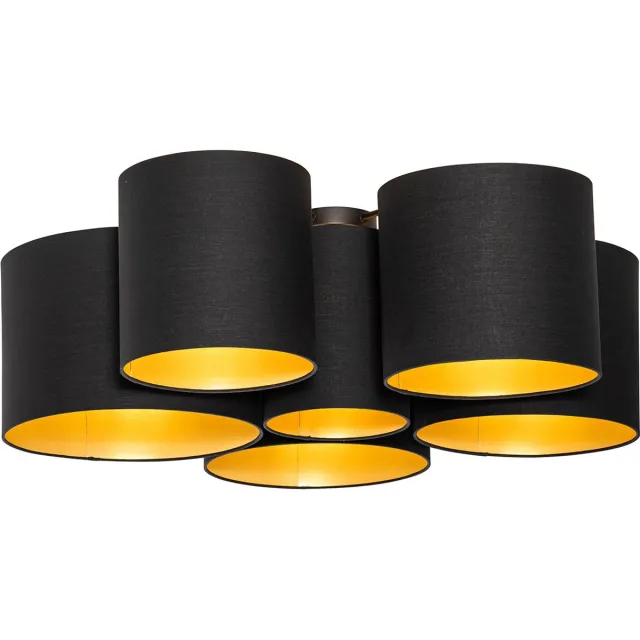 QAZQA multidrum - Moderne Plafondlamp - 6 lichts - L 92 cm - Zwart Goud - Woonkamer | Slaapkamer | Keuken