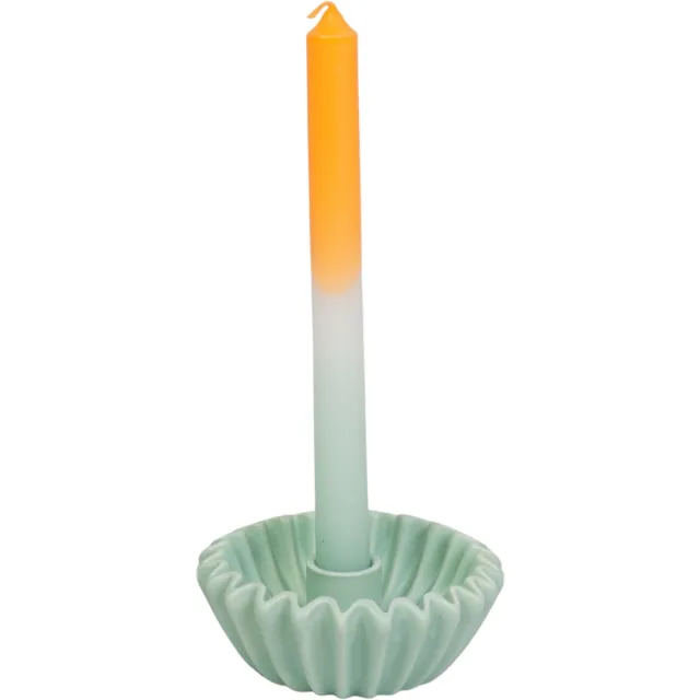 Housevitamin Plissé Kandelaar – Mint – 12×12×4,5 cm – Keramiek – Waaier Kaarshouder – Koffiefilter Design Mintgroen