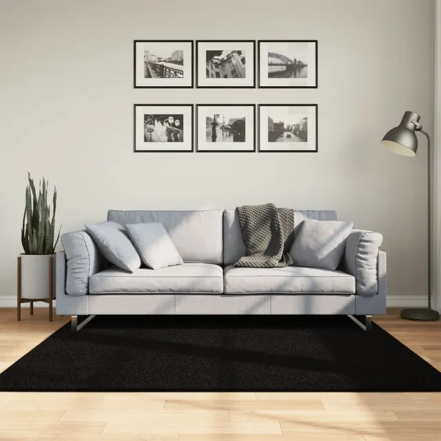 vidaXL Vloerkleed HUARTE laagpolig zacht wasbaar 160x160 cm zwart, foto 2