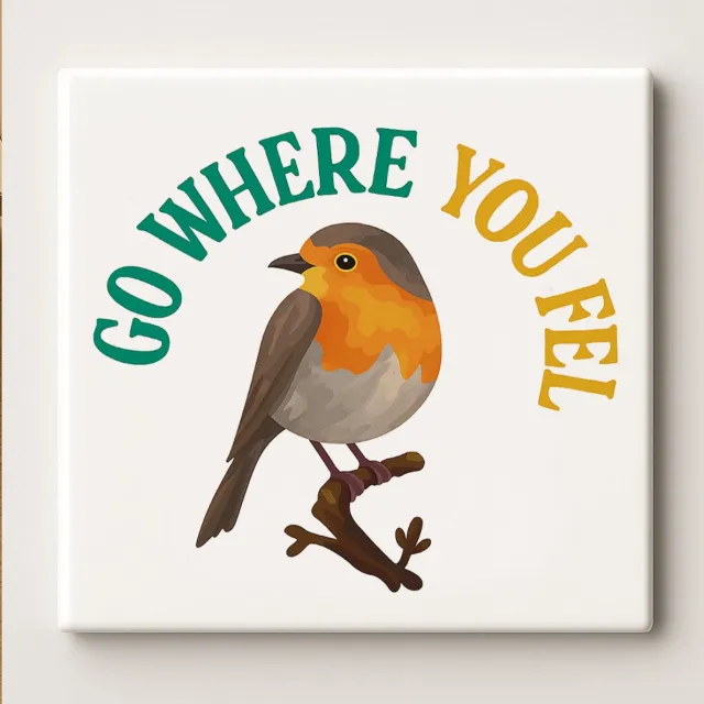 Nevolis Ga Waar Je Je Vrij Voelt Tegel 15x15cm – Inspirerend Vogel Ontwerp – Natuur Keramische Wanddecoratie – Perfect Cadeau voor Dier- en Reisliefhebbers Multi Color
