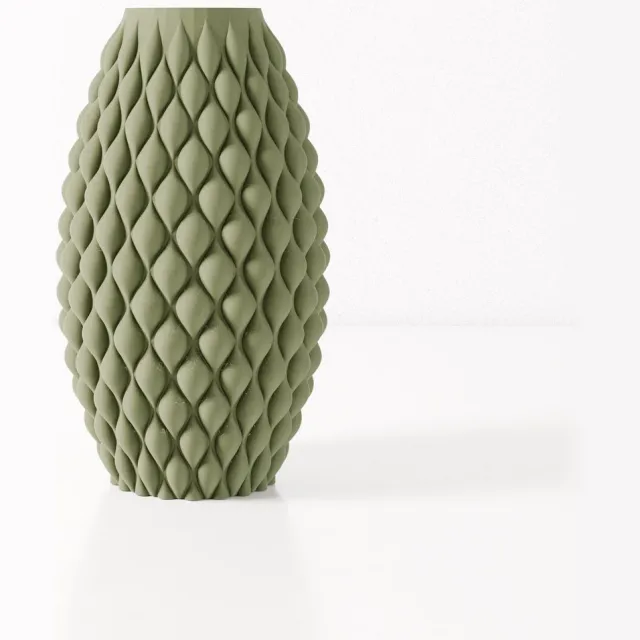 Fleuriek vaas AMELIA - Groen H50 cm - Grote vaas met bolvormig patroon - Moderne vloervaas voor woonkamer of hal - Luxe uitstraling