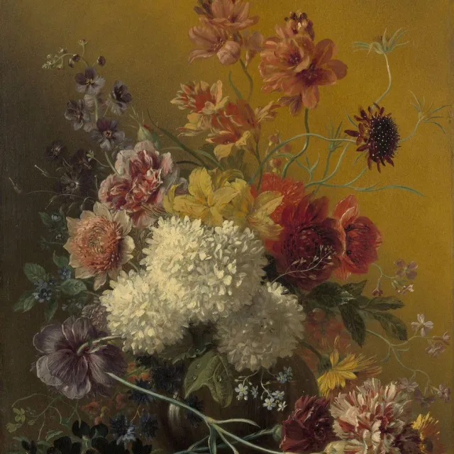 Art-Empire Luxe Wanddecoratie - Fotokunst 'Stilleven met bloemen, Georgius Jacobus Johannes van Os, 1820 - 1861' - Hoogste kwaliteit Plexiglas - Blind Aluminium Ophangsysteem - 80 x 120 - Akoestisch en UV Werend - inclusief verzending - ; Multicolor