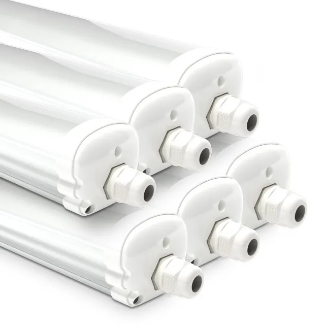 HOFTRONIC S Series - 6 Pack LED TL armaturen 120cm - IP65 waterdicht - 6500K Daglicht wit licht - 36W 4800 Lumen - Koppelbaar - Tri-Proof plafondverlichting
