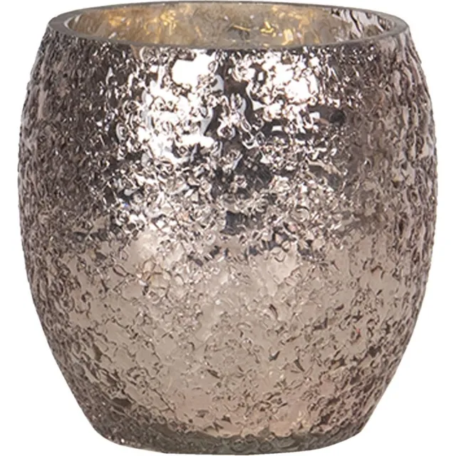 Clayre & Eef Theelichthouder Ø 11*10 cm Paars Glas Rond Waxinelichthouder Windlichthouder
