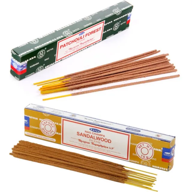 Satya Wierook cadeaus set - 2x geurstokjes - Sandelhout en Patchouli Forrest geur - Meditatie Multi