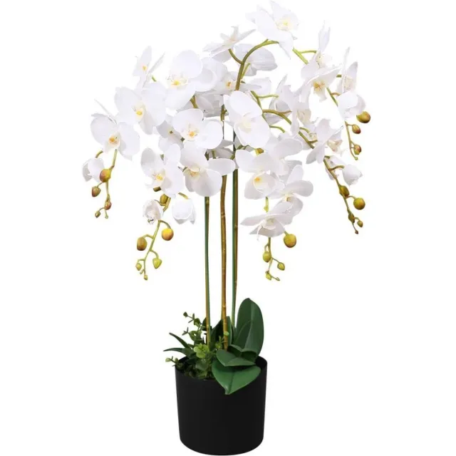 vidaXL Kunstplant - met - pot - orchidee - 75 - cm - wit