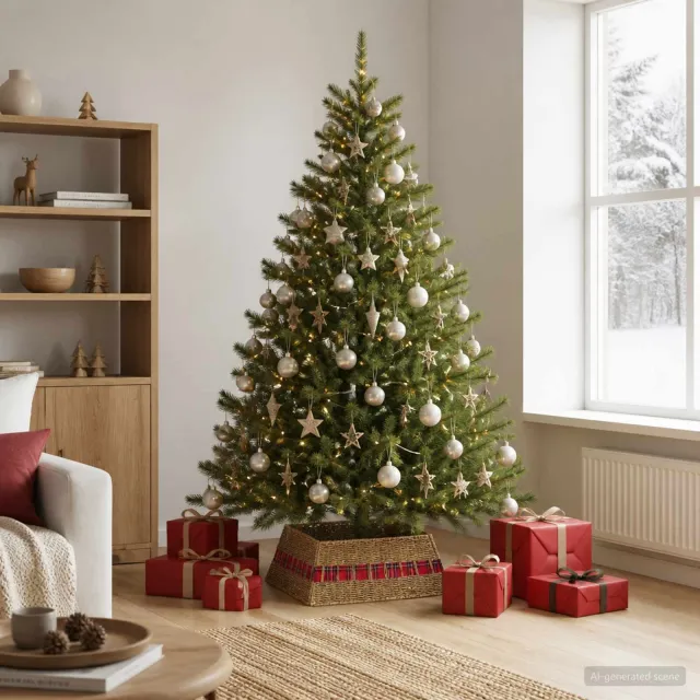 vidaXL Kerstboomkraag Vierkant Naturel 70 x 70 x 28 cm Zeegras Bruin