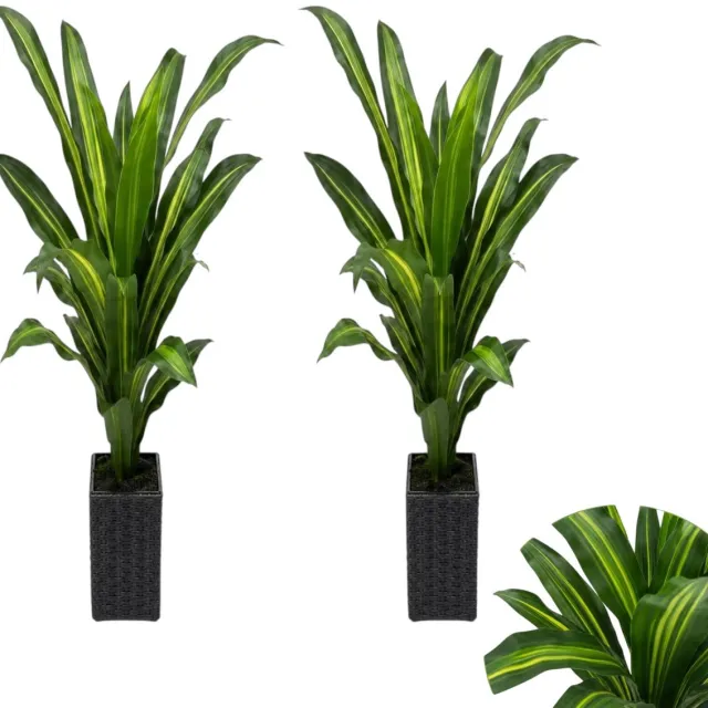 Danky Kunstmatige vioolbladvijg (Ficus Lyrata) - Onderhoudsvrij, hoeft niet bewaterd te worden - Geschikt voor binnendecoratie - Zwarte pot - 95 cm hoog