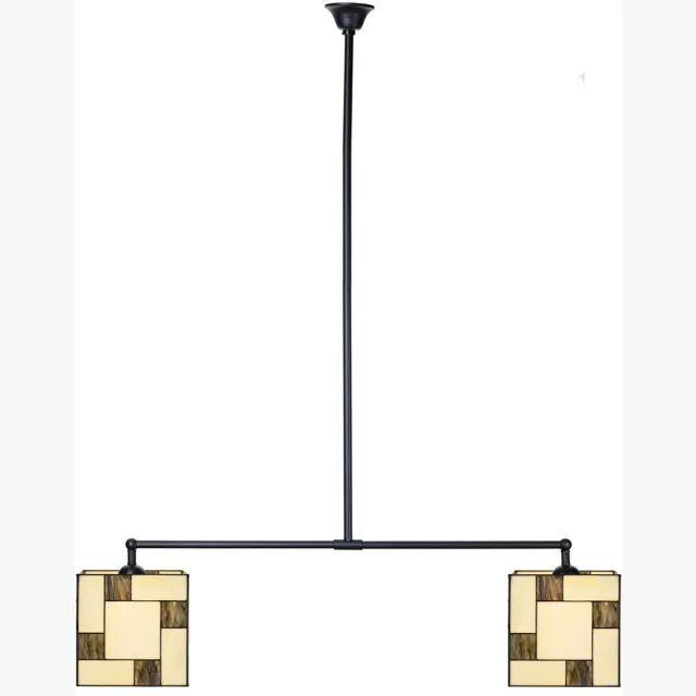 Coloured by Art Tiffany T-lamp 2 lichts Mondriaan Kubus - Art Deco Trade Zwart