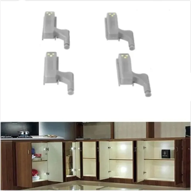 CHPN Keukenkast verlichting - Lampjes voor in keukenkastje - Kastverlichting - LED lamp op scharnier - LED verlichting - 4 stuks - Scharnier - Kledingkast - Kastdeur - Keukenkast Grijs 4 stuks