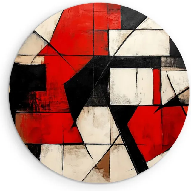Saammp Forex Muurcirkel - Geblokt - Kleurijk - Abstract - Ø 50 - Wandcirkel - Wanddecoratie Cirkel - Muurdecoratie Woonkamer - Slaapkamer decoratie - Rond Schilderij