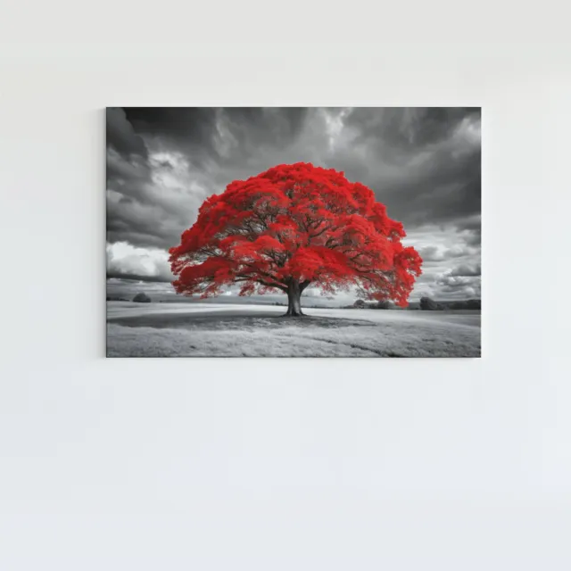Trendex Global Canvas Schilderij - Bomen - Rode Boom - 60x40x2 cm Rood