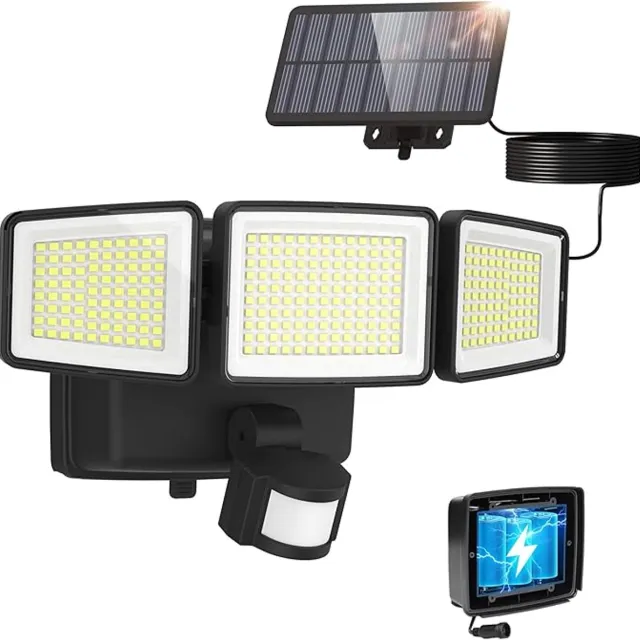 LUTEC Solis - LED solar security wandlamp voor buiten - PIR bewegingssensor - 700Lm - 7000K helder wit licht - IP44 weerbestendig - Zwart Mat Zwart