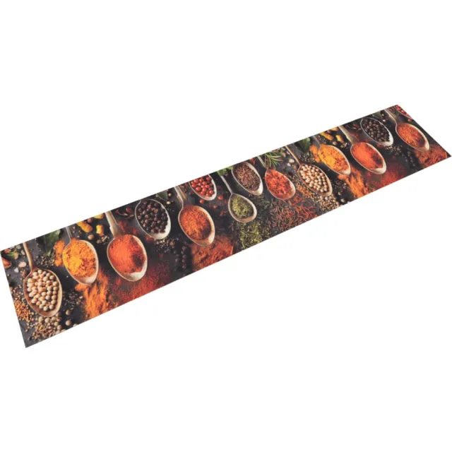 vidaXL Keukenmat wasbaar lepel- en kruidenprint 60x300 cm fluweel meerkleurig