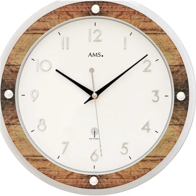 AMS Klok AMS 5565 radio controlled / zendergestuurd - 31cm Hout