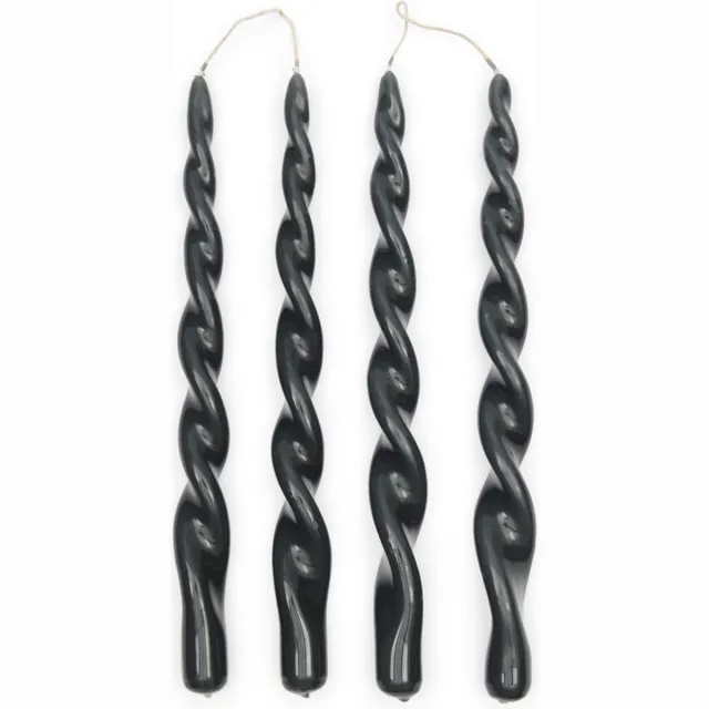 Riviera Maison Tafelkaarsen - Twisted Dinner Candles Glossy - Grijs - 4 Stuks