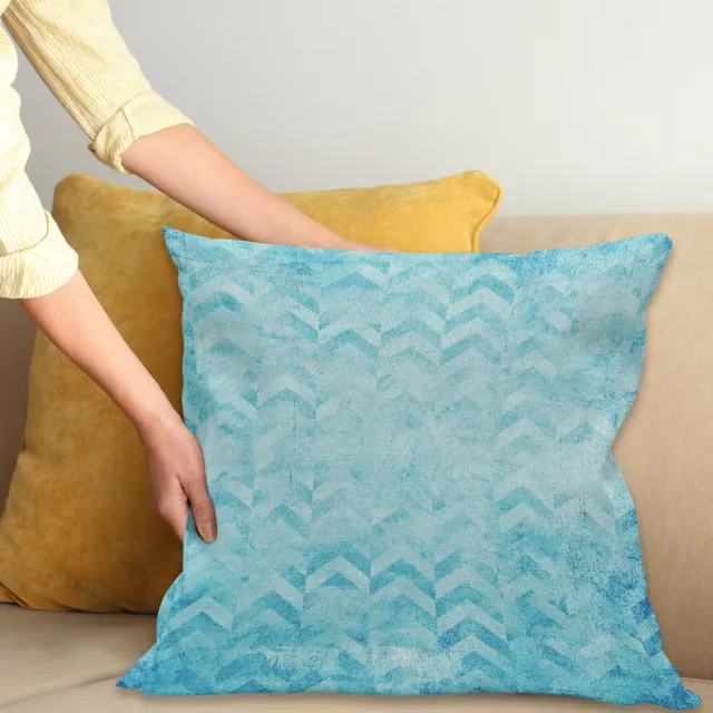 ABAKUHAUS Turquoise Kussenhoes, Geomeric Chevron Kunst, Kussenhoes met Ritssluiting en Dubbelzijdige Print, 45 x 45 cm, Turquoise