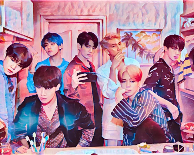 Bts K-POP BTS 1 - Poster - 40 x 60 cm roze
