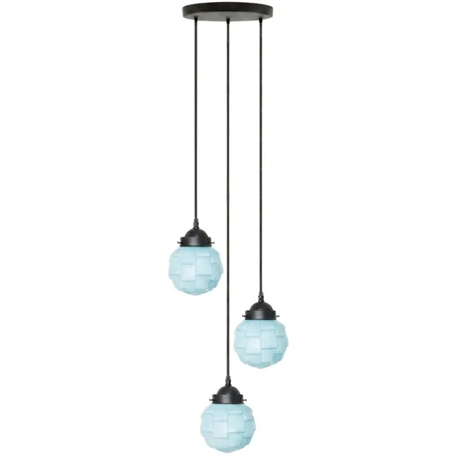 Coloured by Art 3 lichts hanglamp Bretagne Misty - Art Deco Trade Zachtblauw