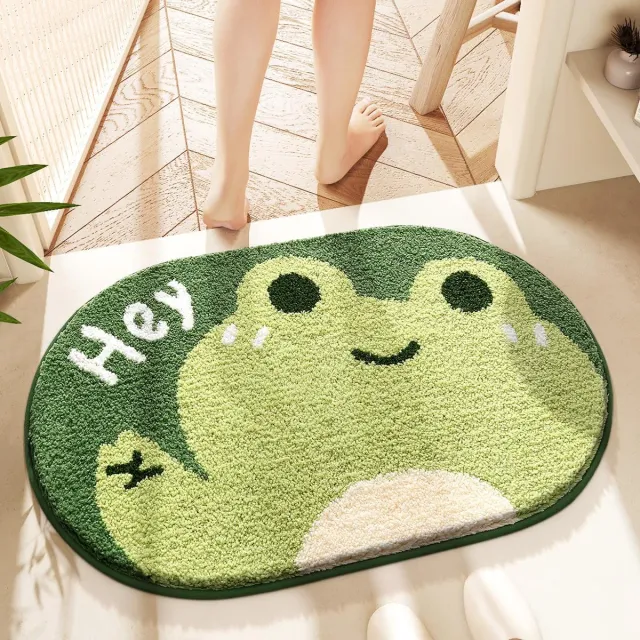 Unyqoos Absorberende en Antislip Badmat met Kikkerontwerp voor Badkamer en Douche Kikker Hey