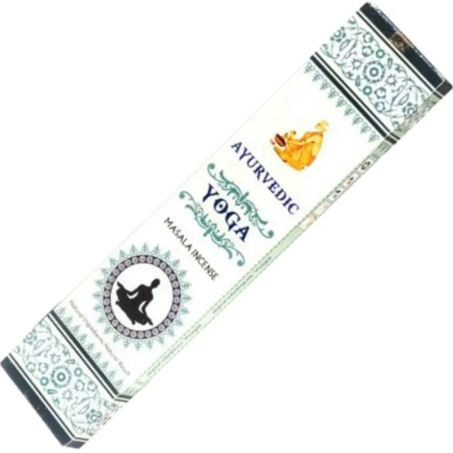 Yogi & Yogini naturals Wierook Ayurvedische Masala Yoga Premium – Doos 12 pakjes – Handgerolde wierookstokjes, 100% natuurlijk – Verfrissend & rustgevend wit