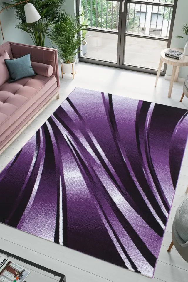 flycarpets Jaden Modern Vloerkleed - Paars / Creme - 200x290 cm - Laagpolig Tapijt Woonkamer