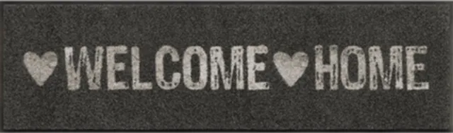 Kleen-Tex Wash+Dry Design Wasbare Deurmat - Loper - Warmly Welcome - 35 x 120cm donkergrijs