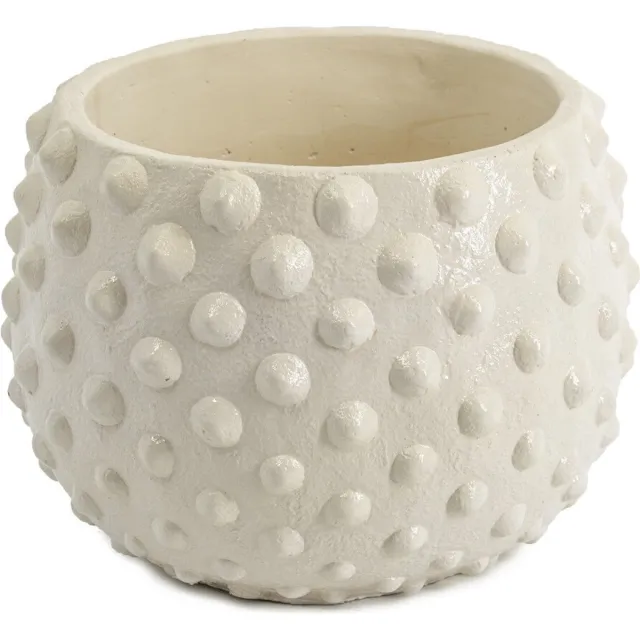 homebound by ky Aardewerk vaas dots off-white | 21x21x16cm | bloemenvaas aardewerk