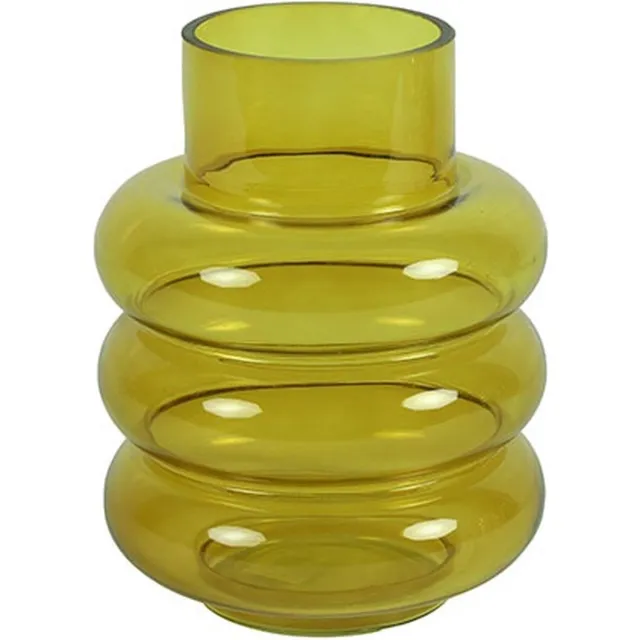 Countryfield Vaas Nikky glas L17B17H22,5CM mosterdgeel mustard yellow