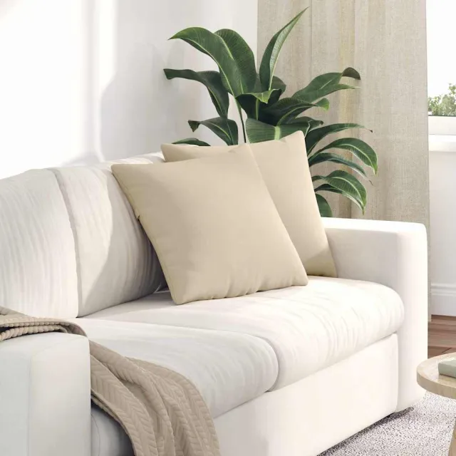 vidaXL Sofa Kussens 2 st Microvezel Stof Crèmekleurig 45 x 45 cm