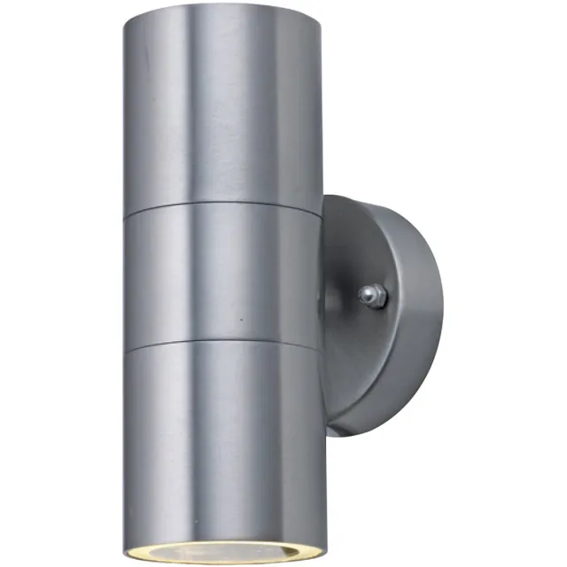 BES LED LED Tuinverlichting - Buitenlamp - Magnolia - 2-lichts - GU10 Fitting - Wandlamp - RVS - Mat Chroom - Rond