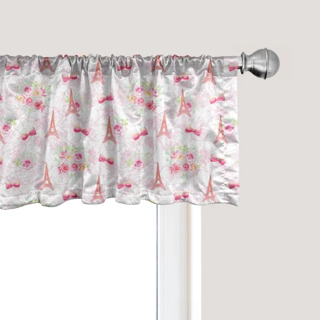 ABAKUHAUS Parijs raamvalletje, gordijnvalletje voor keuken en slaapkamer met tunnelzoom, 137 cm x 45 cm, lichtgroen lichtroze