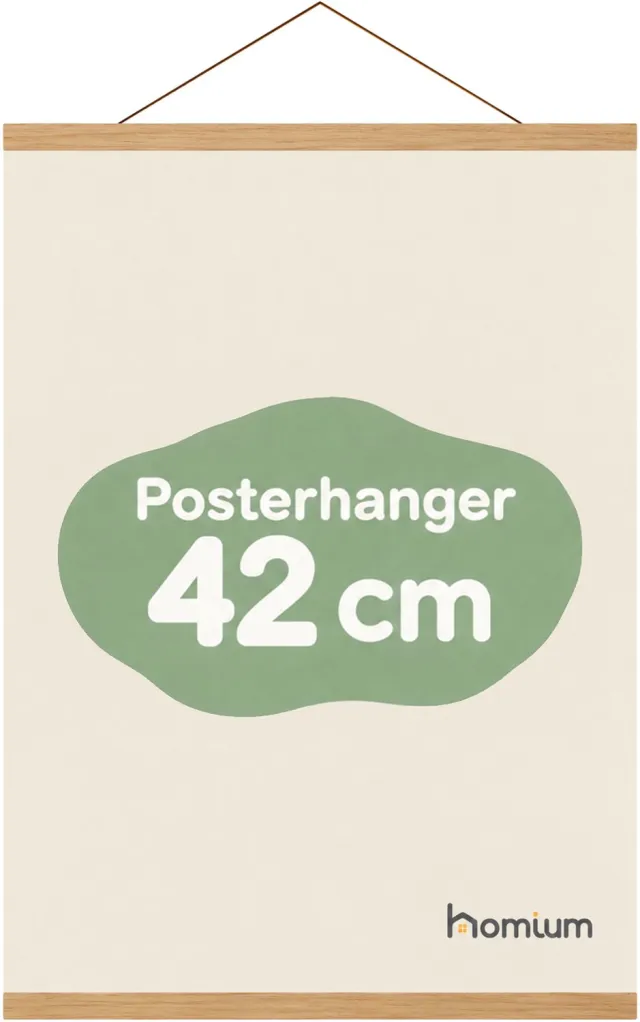 Homium Posterhanger 42 cm - Teak hout - poster ophangsysteem - Posterlijst - Posterhouder - 40 cm