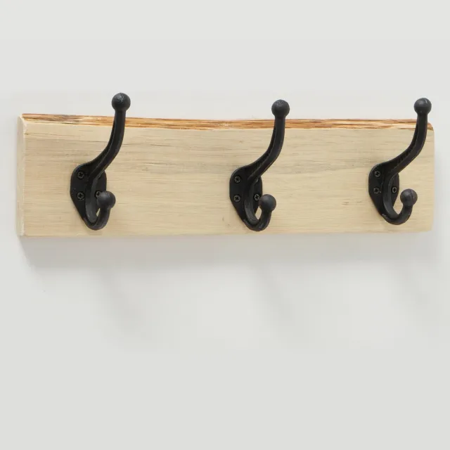 Boltze Kapstok - 3 haaks - Metaal - Bruin - 39cm - Hout - Wand