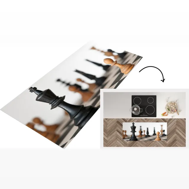 KitchenYeah Keukenloper - Loper keuken - Een schaakwedstrijd op het bord - Keukenloper vinyl Multicolor